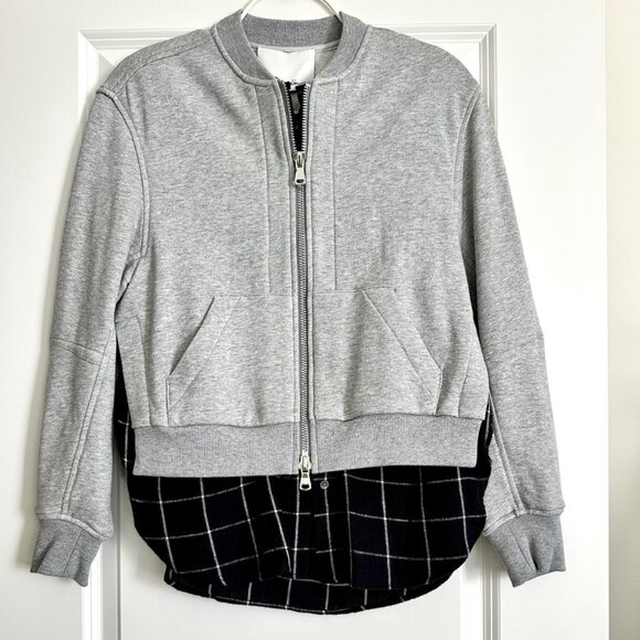 NWT Phillip Lim French Terry Double Layer Bomber Jacket in Gray Melange Size S - Picture 1 of 11